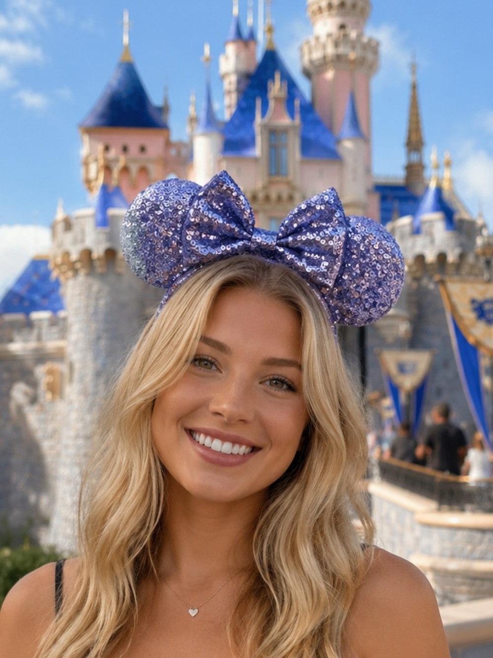 Disney Parks Light Purple Sequin Minnie Ears Shanghai Disneyland Headband NWT